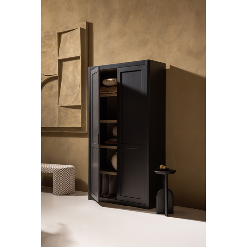 WOOOD opbergkast Gunnar - Grenen - Matzwart/Mud - 217x120x48