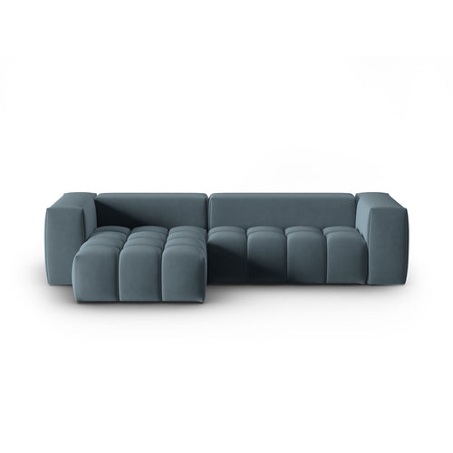 Cosmopolitan Design - Modulaire hoekbank links Verona 3-zits, flueel pastelblauw - 145x260x70cm