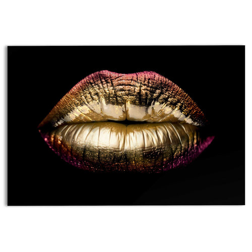 Reinders glasschilderij Gouden lippen - 78x116cm