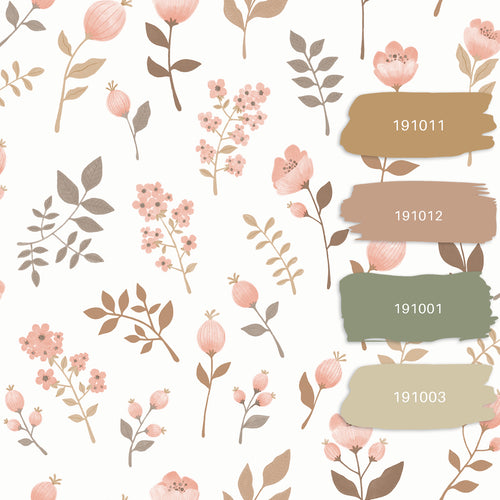 ESTAhome behang bloemen zacht roze en vergrijsd olijfgroen - 53 cm x 10.05 m - 139692 - vtwonen shop