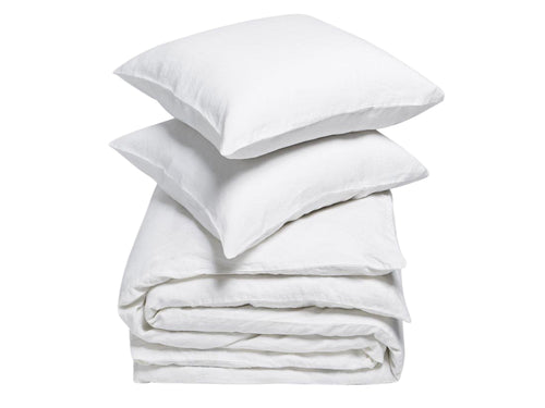 Yumeko dekbedovertrek gewassen linnen pure white 240x220 + 2/60x70 - vtwonen shop