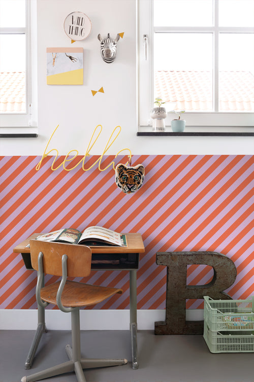 ESTAhome behang strepen lila paars en oranje - 53 cm x 10.05 m - 139956 - vtwonen shop