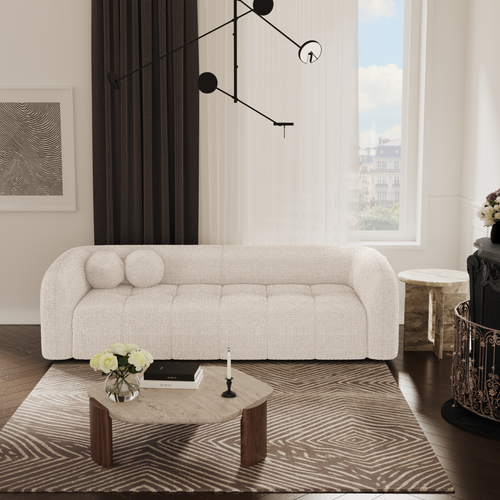 Sia Home - Rechte bank HAUSSMANN - Bouclette stof - Crème - 226cm