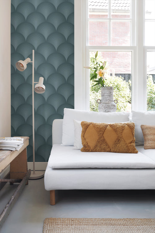 ESTAhome behang 3D-motief petrolblauw - 50 x 900 cm - 131123 - vtwonen shop