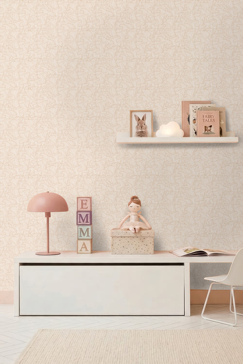 ESTAhome behang koraal zand beige en licht terracotta - 50 x 900 cm - 139500