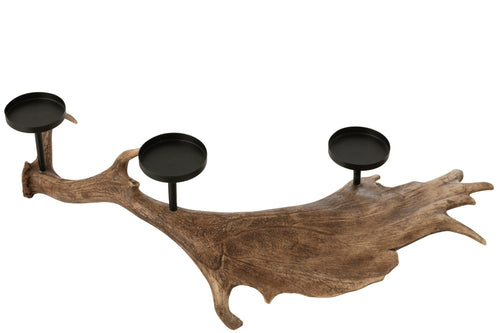 J-Line kaarshouder Antlers - polyresin - bruin - large