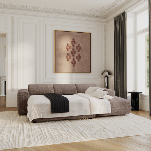 Sia Home - Hoekbanken YUMA - Fluweel met reliëf - Mol - 283cm - vtwonen shop