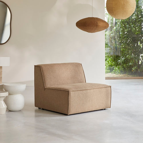 Tikamoon Modulaire fauteuil in camelkleurige stof - Bruin