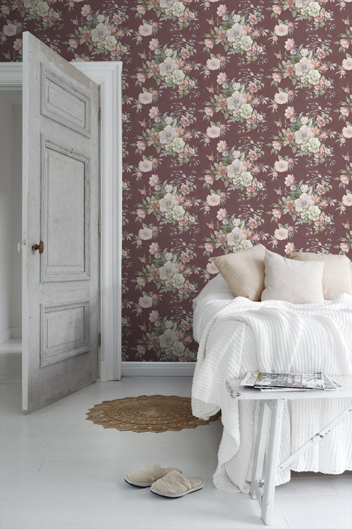 Borastapeter behang bloemstilleven rood - 53 cm x 10.05 m - 660262 - vtwonen shop