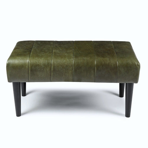 Furnhouse bankje Athea - Olijfgroen - Leer - 50x92x48