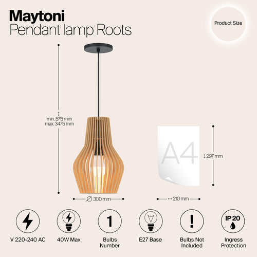Maytoni - Hanglamp Roots - Zwart - Ø30 - vtwonen shop