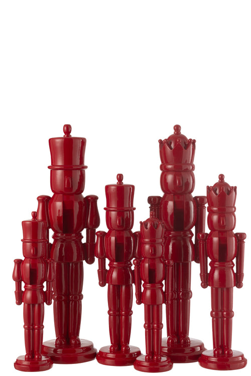 J-Line figuur Notenkraker - polyresin - blinkend rood - large - 2 stuks