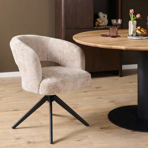 Starfurn Eetkamerstoel Demi - Beige/Zwart - Set van 2