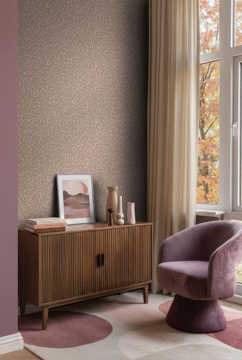 ESTAhome behang panterprint beige en roze - 50 x 900 cm - 132204