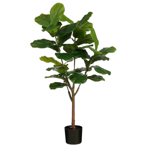 Mica Decorations Ficus Lyrata Kunstplant - Kunststof Kamerplant in Zwarte Pot - Water- en UV Bestendig voor Binnen en Buiten - Onderhoudsvrij
