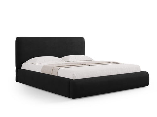 Cosmopolitan Design Opbergbed met hoofdeinde Colonel 160x200cm, chenille, zwart - 220x180x100cm
