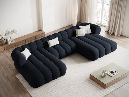 Cosmopolitan Design Panoramische bank Koge 6-zits, chenille marineblauw - 165x348x70cm