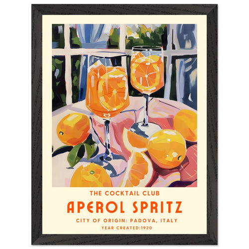 Artfulprints Poster met Lijst Aperol Spritz - The cocktail club II   - 30x40 cm - Oranje