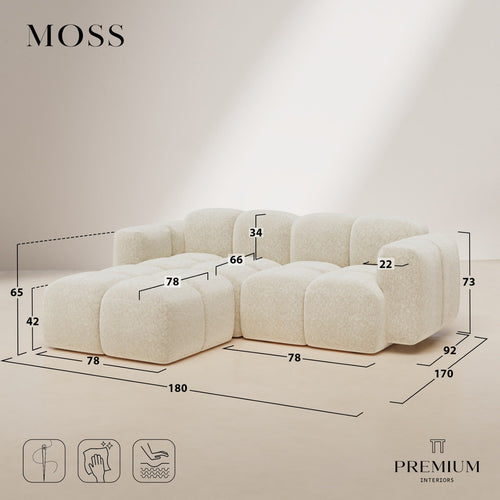 Premium Interiors - Modulaire bank MOSS - fluweel met structuur  180cm