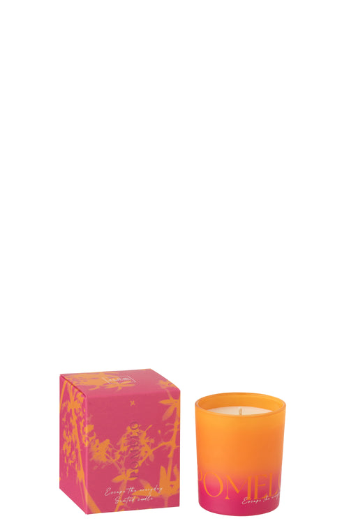 J-Line geurkaars Oasis - Summer In The Air - glas - oranje/roze - small