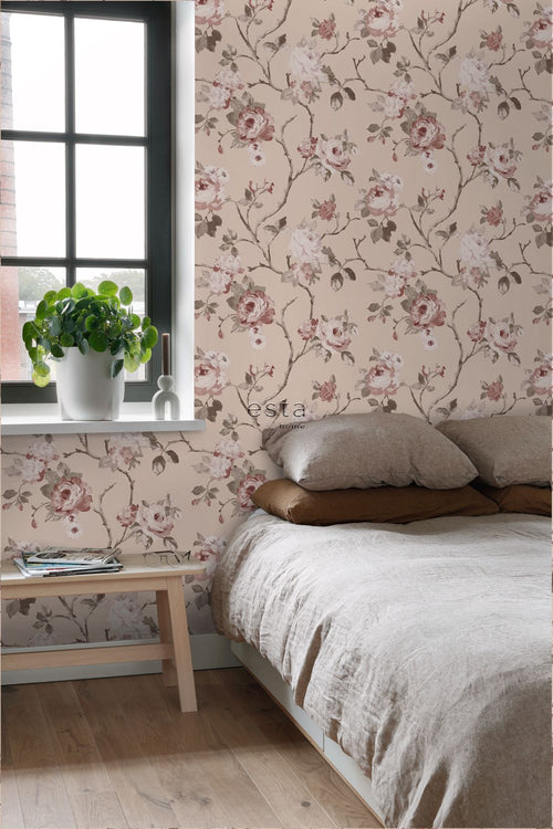 ESTAhome behang vintage bloemen roze - 53 cm x 10.05 m - 139476