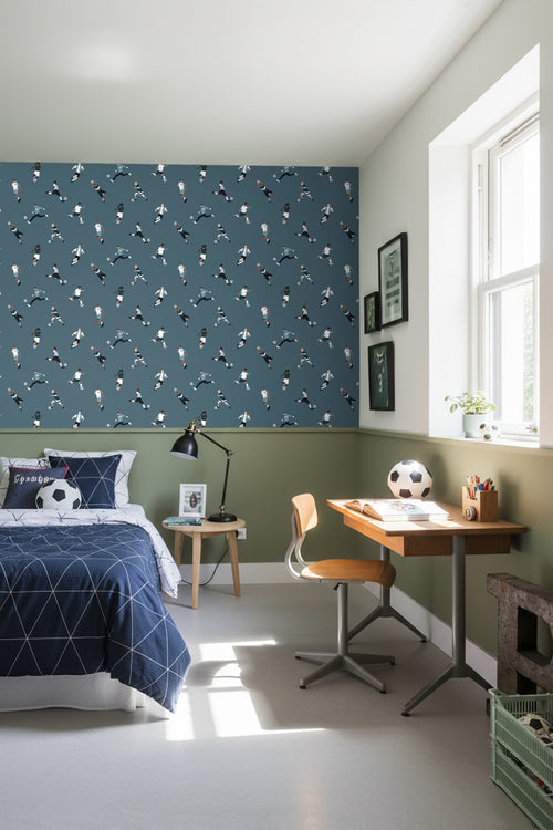 ESTAhome behang voetbalspelers donkerblauw - 50 x 900 cm - 131556