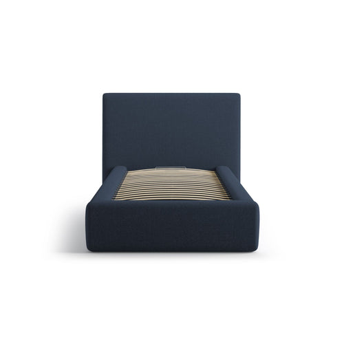 Cosmopolitan Design - Opbergbed met hoofdeinde Asti 90x200cm structurele stof koningsblauw - 220x130x95cm