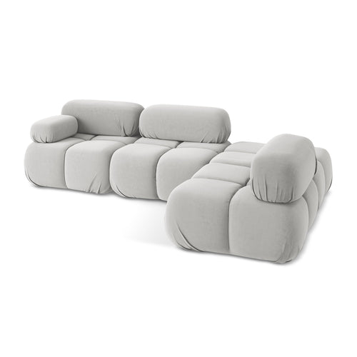 LaMiaSofa hoekbank rechts Sanremo - velours - zilver - 285x190x70