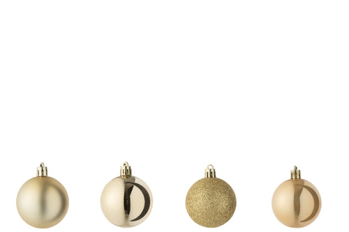 J-Line kerstbal - kunststof - goud - doos van 40