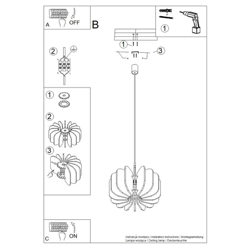 Sollux Lighting Hanglamp MULA 45 beige - 45x45x146cm