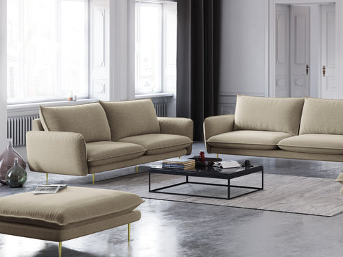Cosmopolitan Design Poef Vienna structurele stof, beige - 73x93x43cm