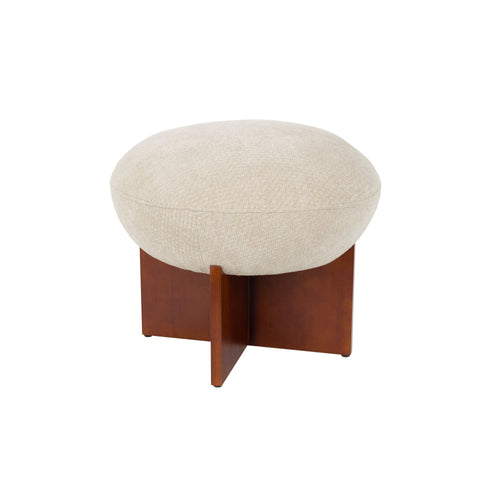 Housecraft Living Ufo Poef op Houten onderstel Rond 51 cm Beige/ Bruin - vtwonen shop