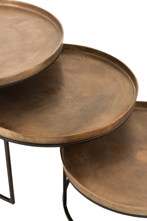 J-Line bijzettafel Rond - aluminium - roest - set van 3