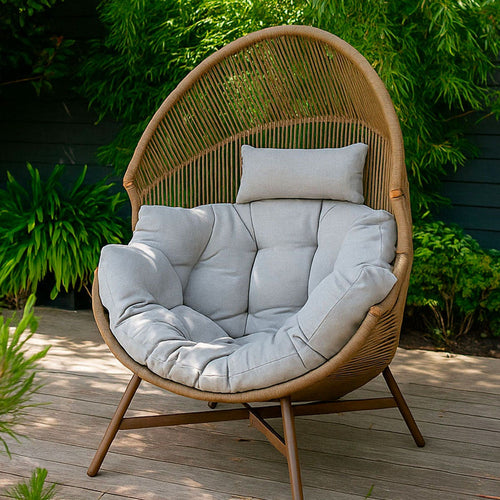 Lisomme Ayla Rattan Tuin Loungestoel Beige - Met Zitkussens - vtwonen shop