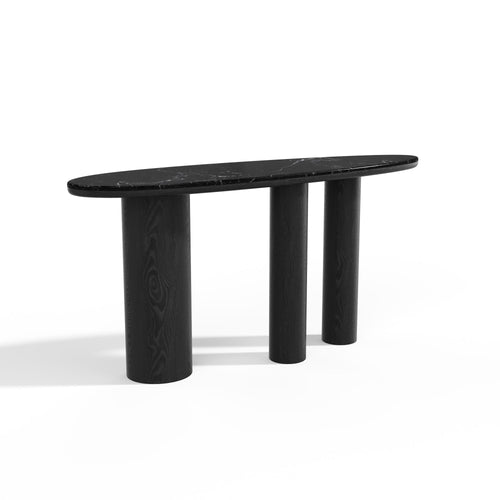 Premium Interiors - Console ARTE - multiplex en marmer zwart hout en zwart marmer 150cm