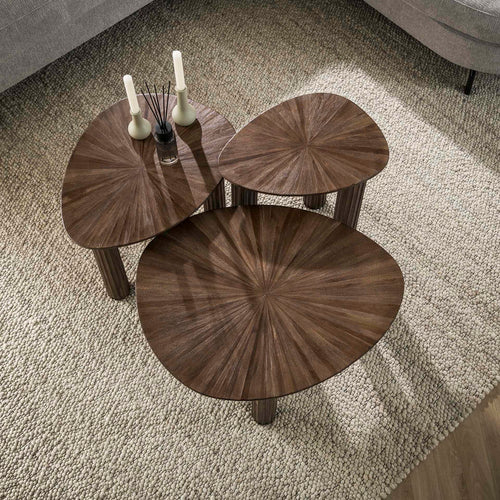 Giga Meubel Salontafel Maya - Donkerbruin Hout - Set van 3 - 76x61x38cm - vtwonen shop