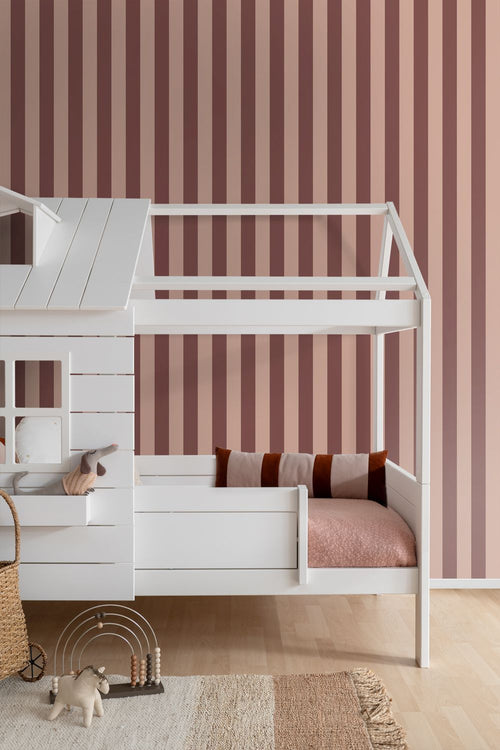 ESTAhome behang strepen bordeaux rood en roze - 0.53 x 10.05 m - 131979