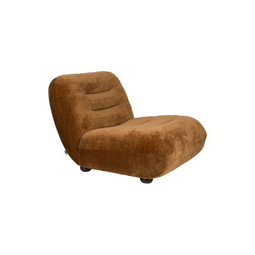 Dutchbone Wyatt Fauteuil Velours Cognac Bruin
