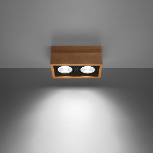 Sollux Lighting Plafondlamp QUATRO 2 naturel hout - 27x14x10cm