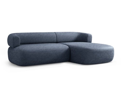 Micadoni rechter hoekbank Jenny 5-zits, chenille donkerblauw - 145x225x73cm