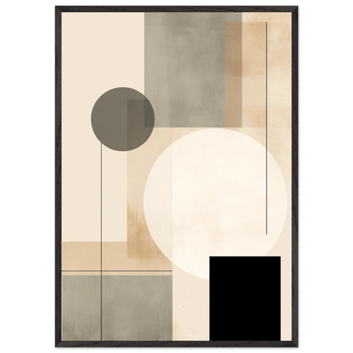 Artfulprints Poster met Lijst Japandi abstract   - 70x100 cm - Taupe