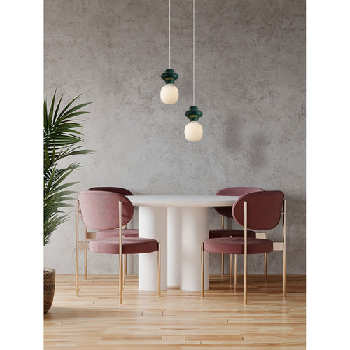 Nova Luce CLIO Korte, slanke hanglamp voor aan het plafond, groen, mat wit, E14 fitting, 1x5W