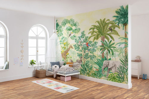 Sanders & Sanders fotobehang jungle met dieren groen - 350 x 280 cm - 612143