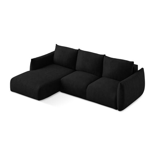 LaMiaSofa hoekbank links Savona - chenille stof - zwart - 242x162x90