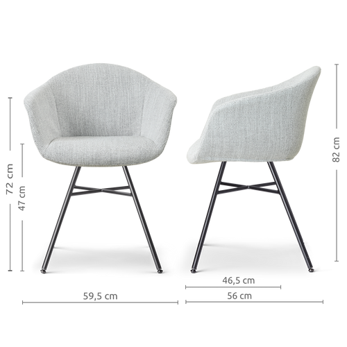 Nolon Noa-Otis Eetkamerstoel Grijs Melange - met Armleuning - Zwart