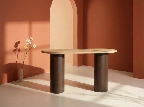 Rebellenclub  Kaloria Sidetable - 130 x 40 cm - Mokka / Travertin