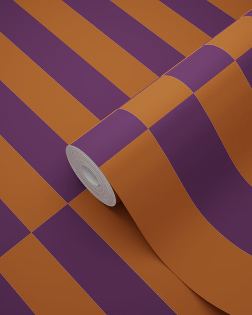 ESTAhome behang strepen terracotta en donker paars - 50 x 900 cm - 131424 - vtwonen shop