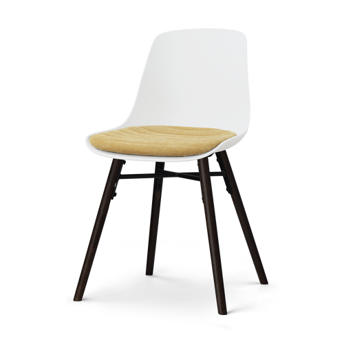 Nolon Nena-Liv eetkamerstoel wit met warm oker zitkussen - zwart houten onderstel