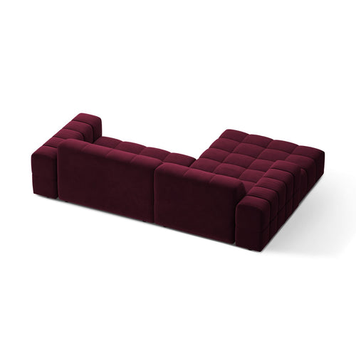 Cosmopolitan Design - Linker hoekbank Chicago 3-zits, flueel bordeaux - 167x234x78cm