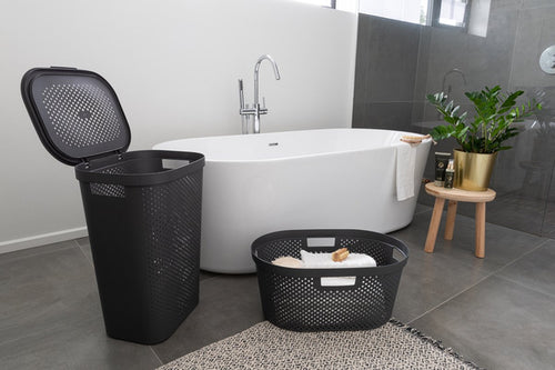 Curver Infinity Recycled Dots Wasmand met deksel - 60L - Antraciet - vtwonen shop